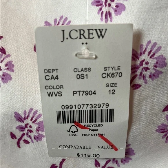 J. Crew Lavender Cotton Sz12 Asymmetrical Floral Ruffles Tiered Dress Cotton NWT - Picture 17 of 17